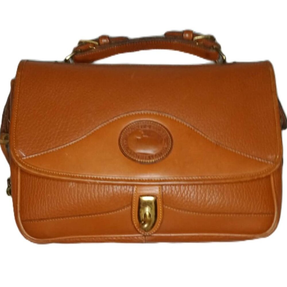 Vintage Dooney and Bourke R701 Carrier Crossbody Handbag in British Tan